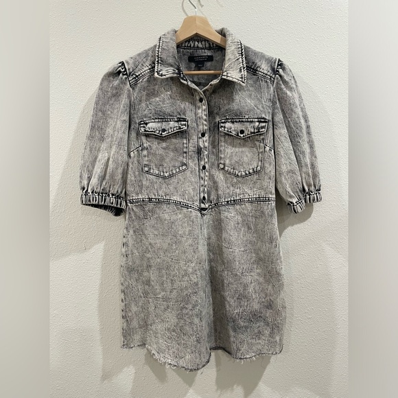 All Saints Jackie Denim Mini Dress Size 8 - Picture 6 of 12